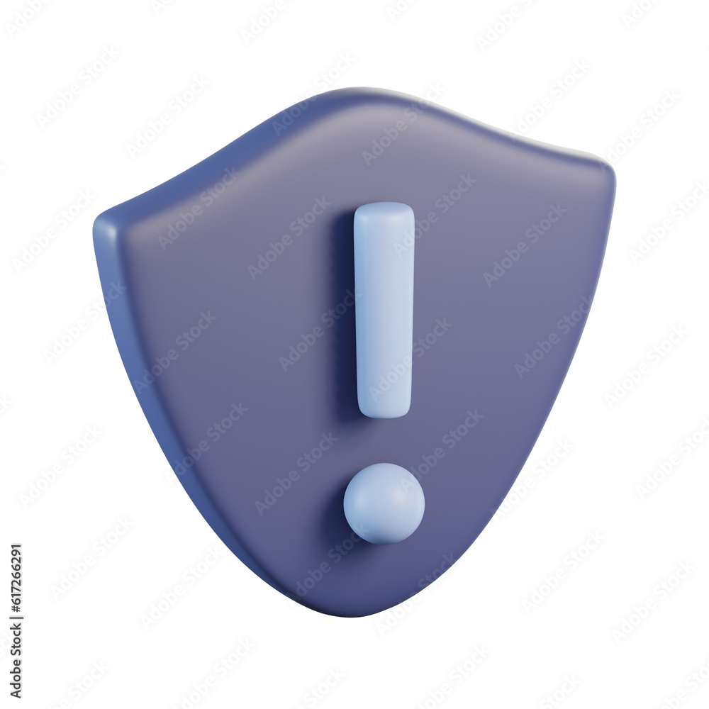 Shield Alert Exclamation Sign 3D Icon Shield Alert Exclamation Sign 3D Icon