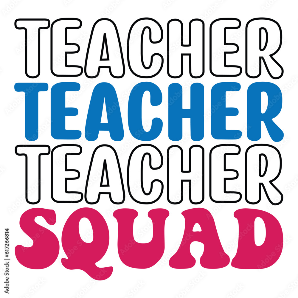 Teacher Squad retro, svg design vector file