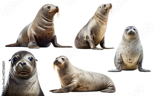 seal, many angles and view portrait side back head shot isolated on transparent background cutout, PNG file