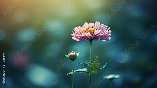 Beautiful cosmos flower in the garden with soft focus and retro filter
