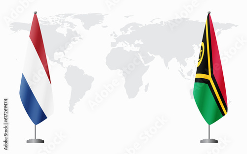 Netherlands and Vanuatu flags for official meeting