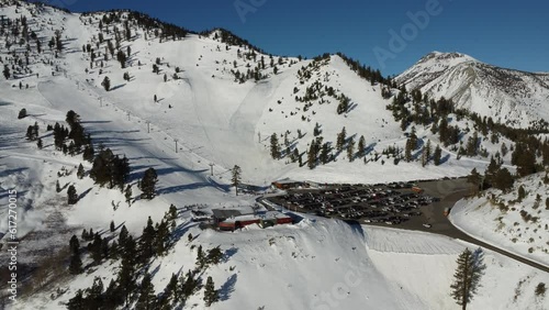 Slide Mountain Ski Resort in Winter - Aerial Drone