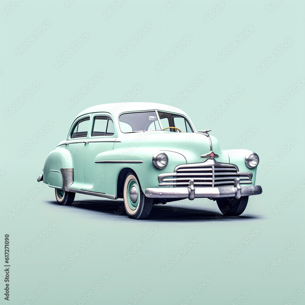 Vintage Car in Retro. White isolated.