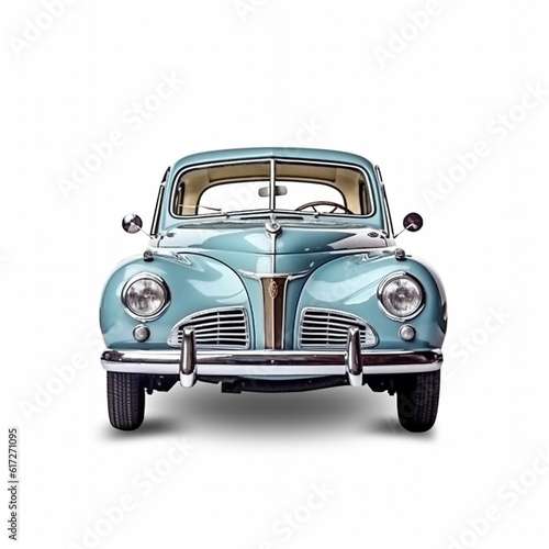 Vintage Car in Retro. White isolated.