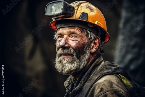 Group of Miners with Helmets in Mine