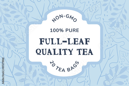 Non gmo pure full leaf quality tea, 20 bags vector
