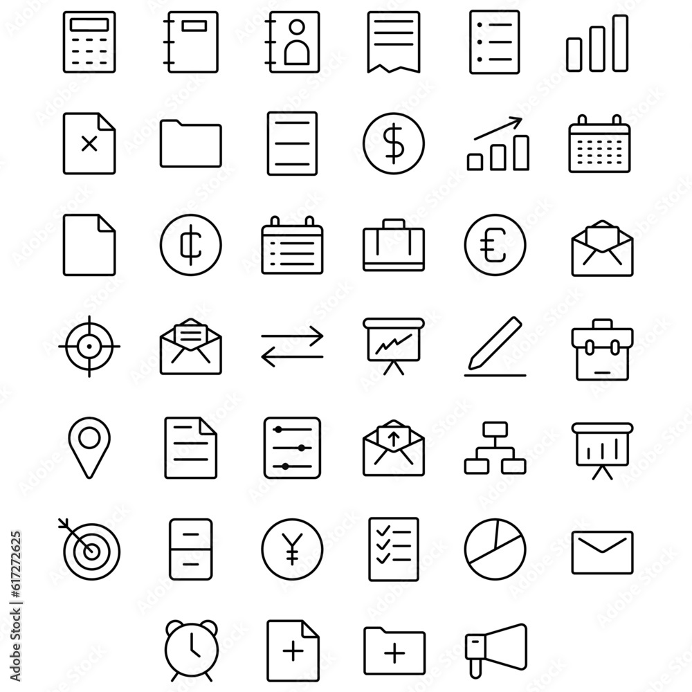 Vector of Work Icon Set Thin. Perfect for user interface, new application.