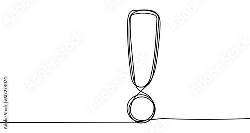 Exclamation Mark Continuous Line Art Sign Drawing Point Single. Bold Exclamation Mark Vector Illustration: Grab Attention and Solve Problems. Best Vector Illustration Important Messages and Warnings