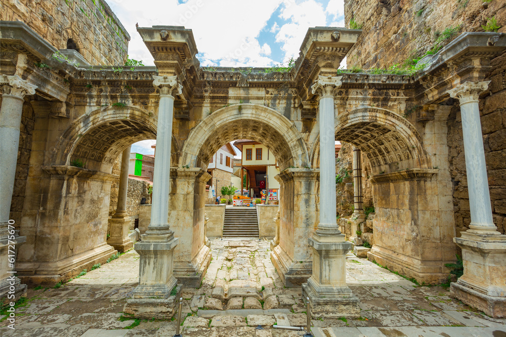 View of Hadrian's Gate in old city of Antalya
