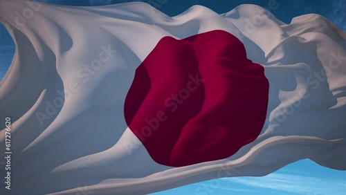 Waving flag loop. National flag of Japan