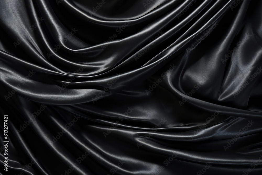 Black silk curtains textured wall backdrop Generative AI Black silk curtains textured wall backdrop Generative AI