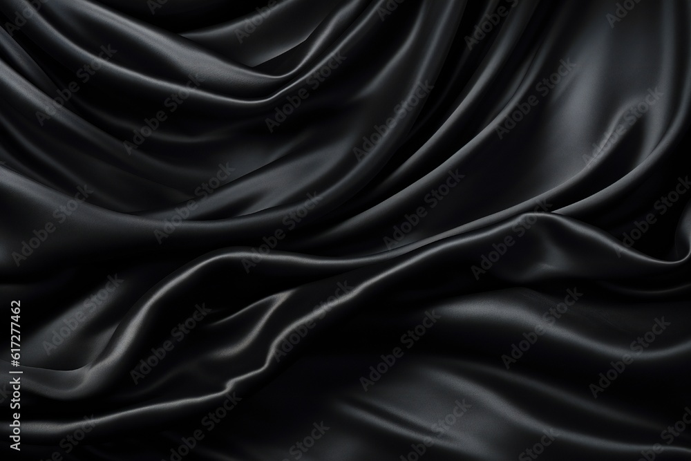 Black silk curtains textured wall backdrop Generative AI Black silk curtains textured wall backdrop Generative AI