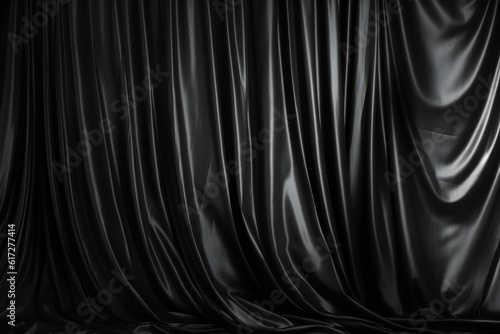 Black silk curtains textured wall backdrop Generative AI