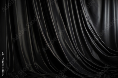 Black silk curtains textured wall backdrop Generative AI