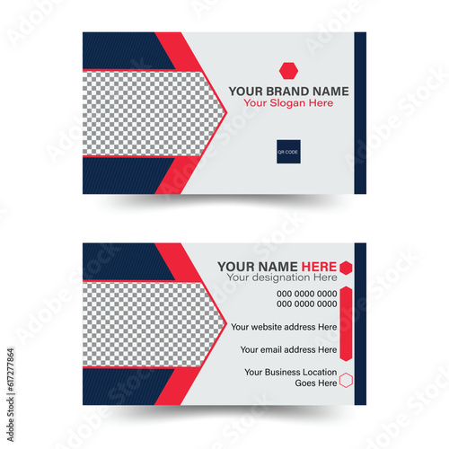 Modern shape design bussiness card, creative business card template, landscape orientation
