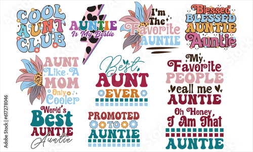 Retro Auntie SVG Bundle - Auntie PNG