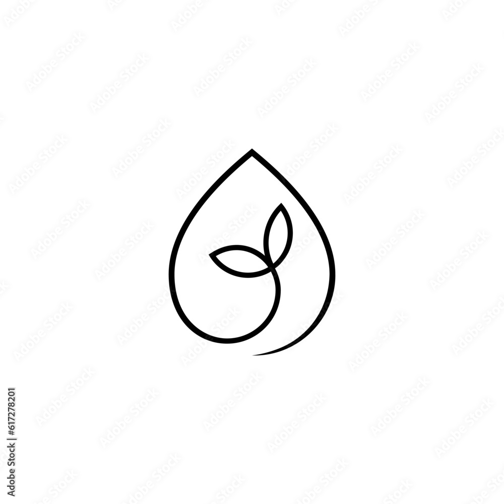 Water drop and plant bud simple line style logo Water drop and plant bud simple line style logo