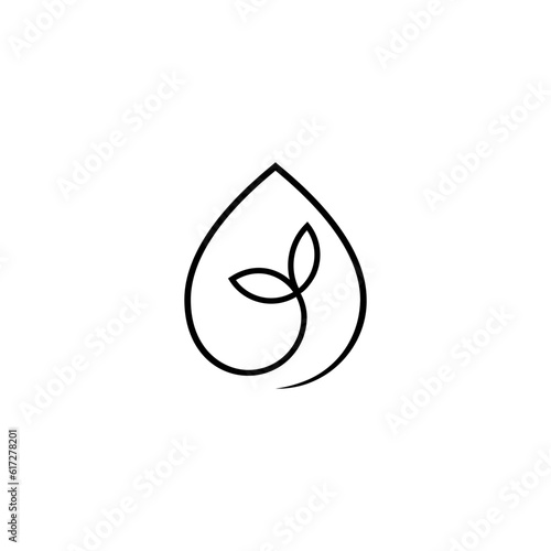 Water drop and plant bud simple line style logo