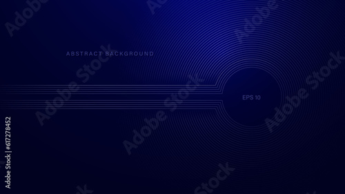 Abstract futuristic background with glowing circular lines on dark blue background.