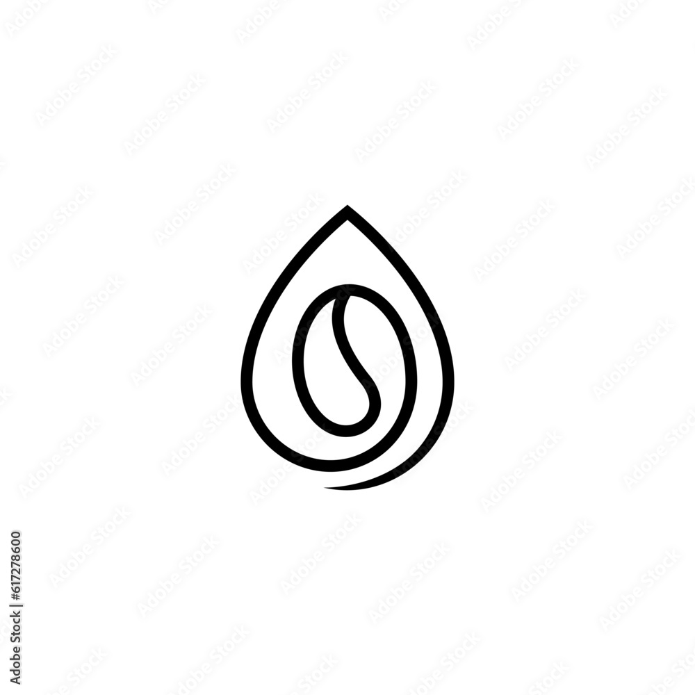 Water drop and coffee bean simple line logo design Water drop and coffee bean simple line logo design