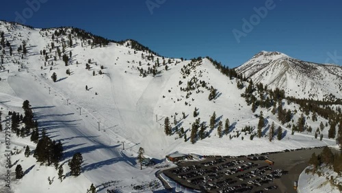 Aerial Drone shot of Slide Mountain Ski Resort near Reno, Nevada