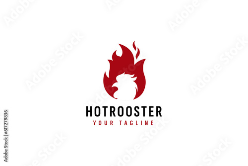 Hot rooster logo vector icon illustration