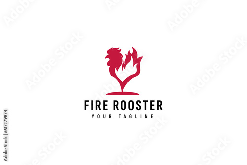 Hot rooster logo vector icon illustration