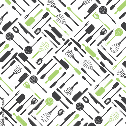 KITCHEN TOOLS PATTERN DESIGN. Restaurant  menu branding. Editable vector illustration file.