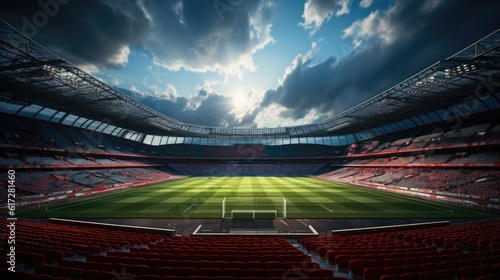 Football stadium with seat.