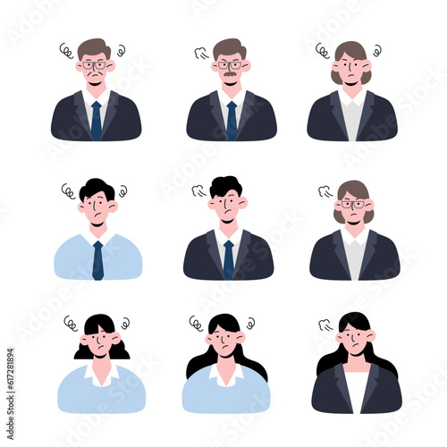 Business person, angry face icon illustration vector collection