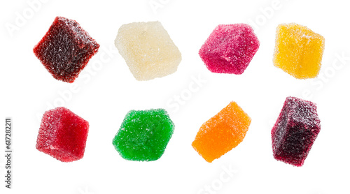 assorted jelly candies isolated on transparent background. PNG image.