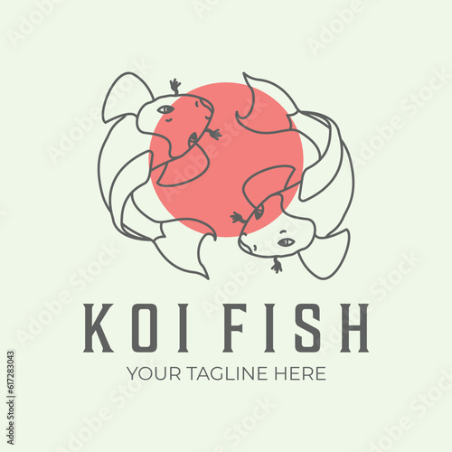 koi fish line art minimalist logo illustration traditional design