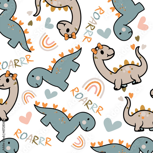 seamless pattern with animals, seamless pattern with cute dinosaurs
