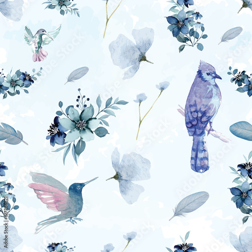 pattern with birds and flowers