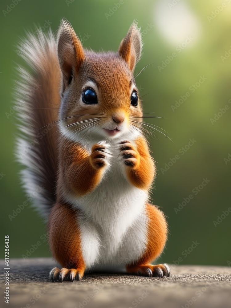 Cute adorable little squirrel cub, Generative AI Cute adorable little squirrel cub, Generative AI
