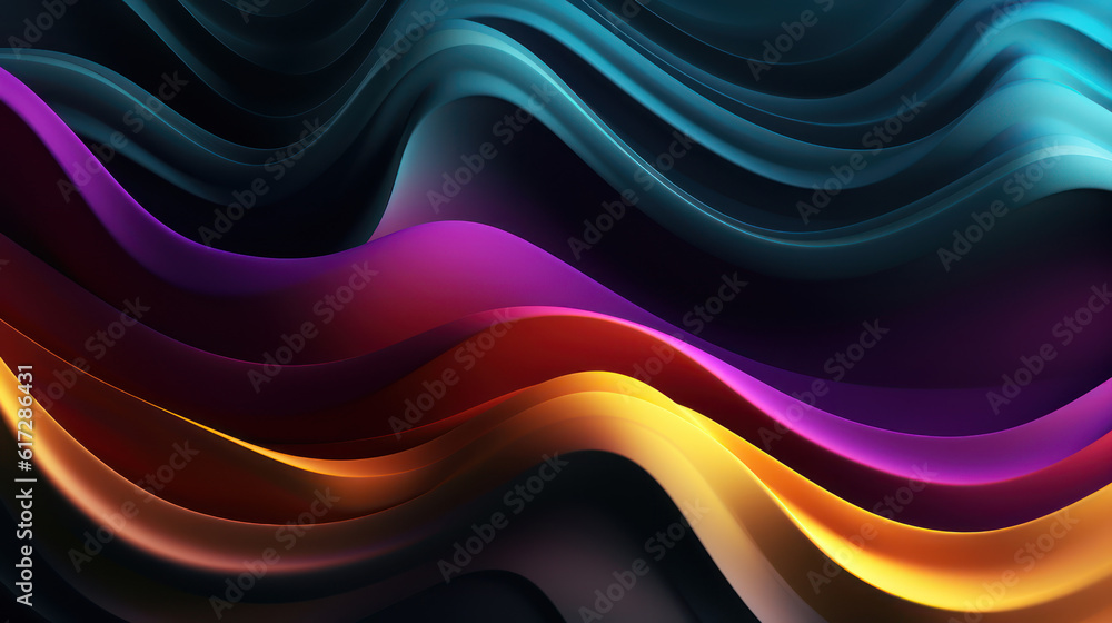 Naklejka premium Dark colorful wave background.