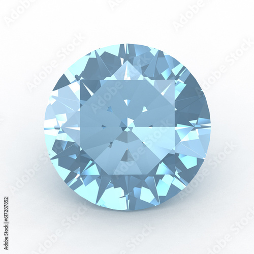 Round Euro Diamond Cut Aquamarine Gemstone	