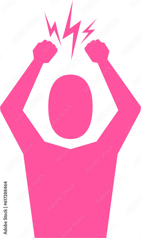 Managing Aggression Icon Headache and depression icon. Red Angry Man Silhouette pink symbol ...