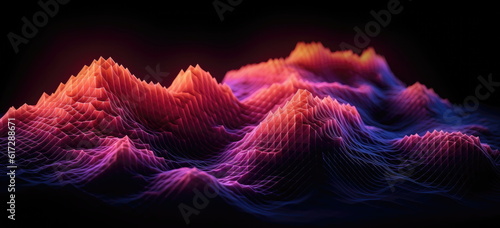 New age of data visualization. Data science and visual management design concept. Abstract background. Hand edited, generative AI based.  photo