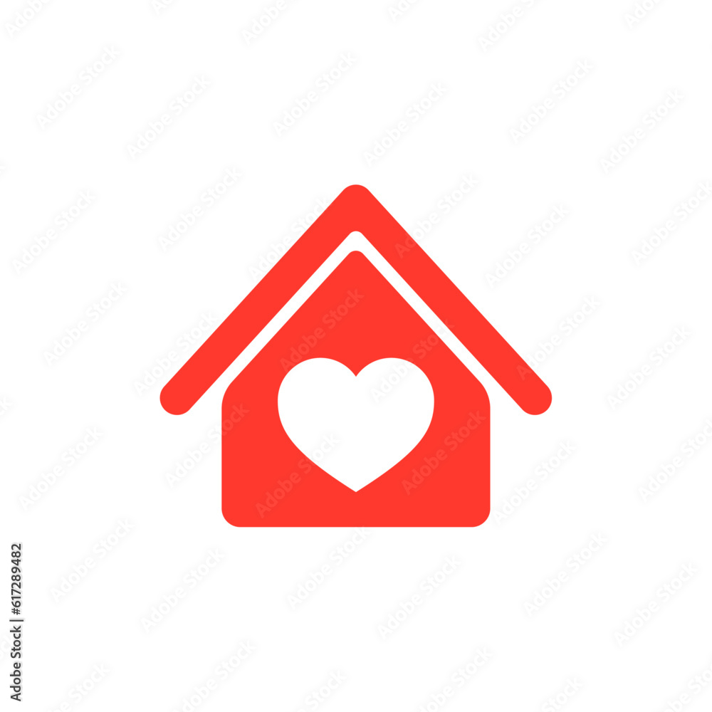 Vector Love House Symbol on White Background