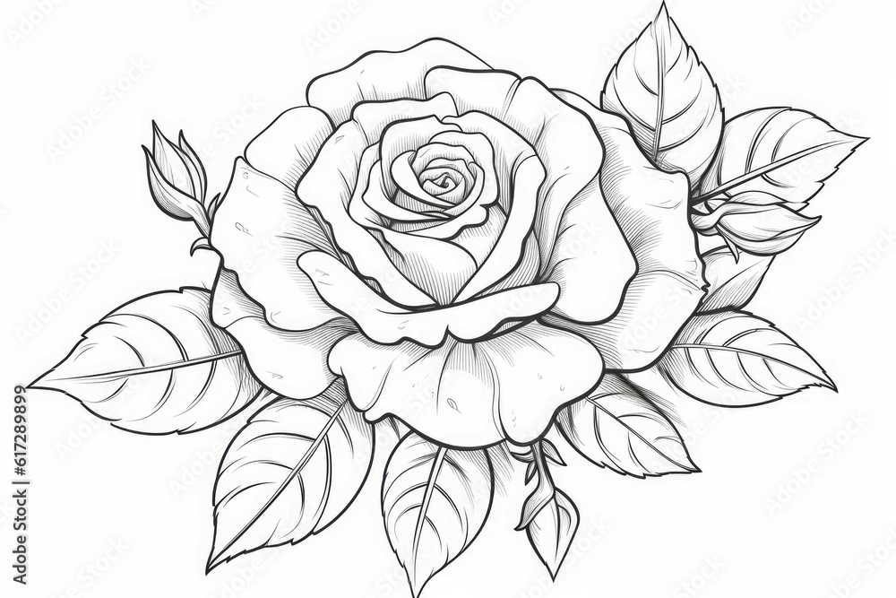 Coloring book rose. Generate Ai Coloring book rose. Generate Ai