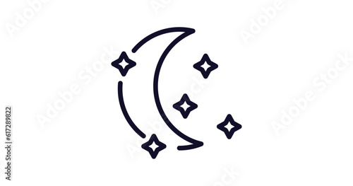 starry night icon. Thin line starry night icon from weather collection. Outline vector isolated on white background. Editable starry night symbol can be used web and mobile