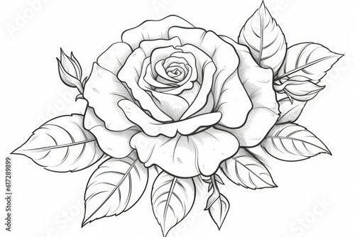 Wallpaper Mural Coloring book rose. Generate Ai Torontodigital.ca