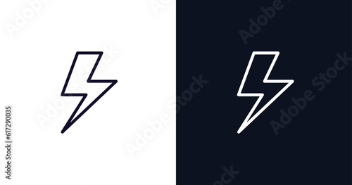 light bolt icon. Thin line light bolt icon from weather collection. Outline vector isolated on dark blue and white background. Editable light bolt symbol can be used web and mobile