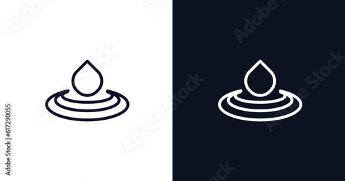 deluge icon. Thin line deluge icon from weather collection. Outline vector isolated on dark blue and white background. Editable deluge symbol can be used web and mobile