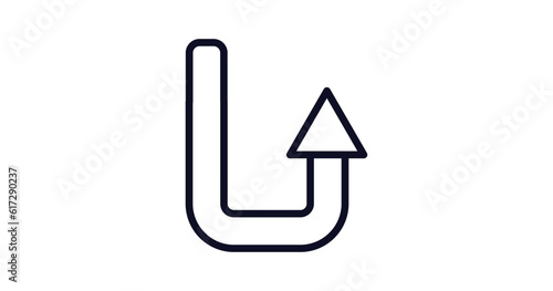 turn up arrow icon. Thin line turn up arrow icon from user interface collection. Outline vector isolated on white background. Editable turn up arrow symbol can be used web and mobile