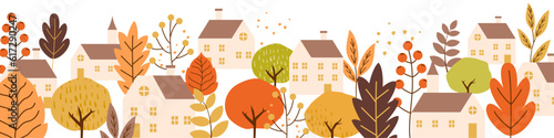 Áßã„ÅÆË°ó‰∏¶„Åø„Å®Á¥ÖËëâ„ÅÆ„Éô„ÇØ„Çø„Éº„Ç§„É©„Çπ„ÉàËÉåÊôØ
