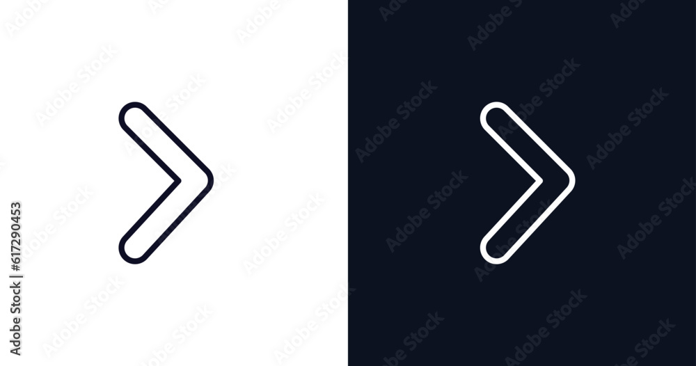 Fototapeta premium right up arrow icon. Thin line right up arrow icon from user interface collection. Outline vector isolated on dark blue and white background. Editable right up arrow symbol can be used web and mobile