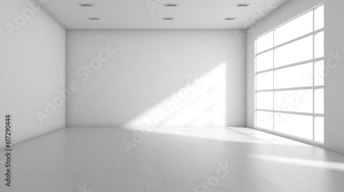 Modern studio background  empty space white interior. AI generative image.