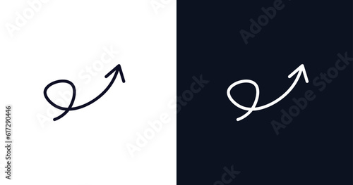 swirly arrow icon. Thin line swirly arrow icon from user interface collection. Outline vector isolated on dark blue and white background. Editable swirly arrow symbol can be used web and mobile